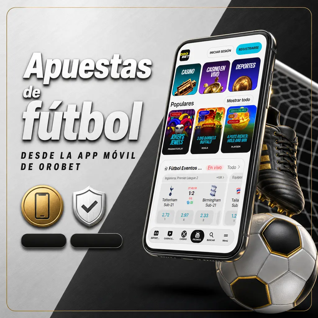 Apuestas de fútbol en la app móvil de Orobet: elegí partidos por liga y apostá en vivo con cuotas actualizadas.