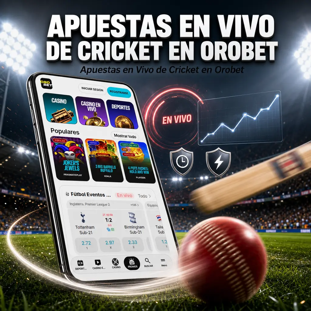 Apuestas en vivo de cricket en Orobet con cuotas over por over, marcador en tiempo real y opción de cash out.