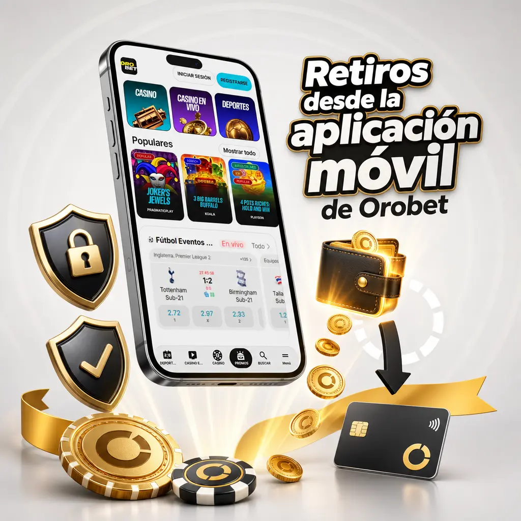 Captura de la app móvil de Orobet mostrando la sección Mi cuenta y la opción Retiros disponible.